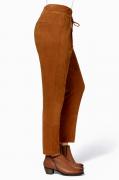 Designer-Velourslederimitat-Hose cognac