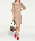 Designer-Velourslederimitatkleid sand