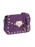 Designer-Veloursledertasche mit Perlen lila