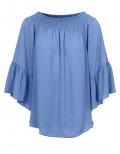 Designer-Volant-Carmenbluse blau