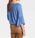 Designer-Volant-Carmenbluse blau