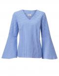 Designer-Volantbluse blau-weiß