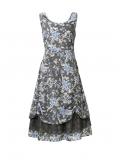 Designer-Volantkleid grau-bunt