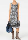 Designer-Volantkleid grau-bunt