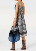 Designer-Volantkleid grau-bunt