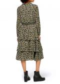 Designer-Volantkleid khaki-oliv-bedruckt