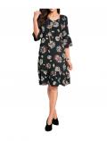 Designer-Volantkleid schwarz-rosa