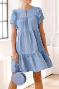 Designer-Volants-Kleid eisblau