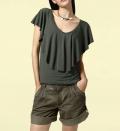 Designer-Volantshirt oliv