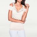 Designer-Wasserfallshirt mit Strass offwhite