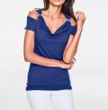 Designer-Wasserfallshirt mit Strass royalblau