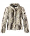 Designer-Webpelzjacke grau-ecru