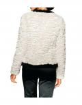 Designer-Webpelzjacke offwhite-schwarz