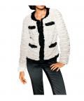 Designer-Webpelzjacke offwhite-schwarz