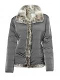 Designer-Wende-Steppjacke mit Webpelz grau