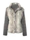 Designer-Wende-Steppjacke mit Webpelz grau