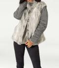 Designer-Wende-Steppjacke mit Webpelz grau