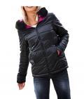 Designer-Wende-Steppjacke pink-schwarz