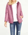 Designer-Wende-Webpelz-Steppjacke rosenholz