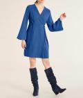 Designer-Wickelkleid blau