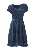 Designer-Wickelkleid mit Nieten blau