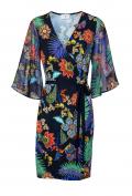 Designer-Wickelkleid schwarz-bunt