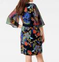 Designer-Wickelkleid schwarz-bunt