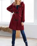 Designer-Woll-Dufflecoat dunkelrot