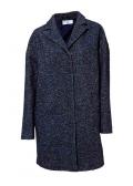 Designer-Wollfischgratmantel blau