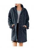Designer-Wollfischgratmantel blau