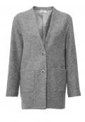 Designer-Wollflauschjacke mit Schal grau