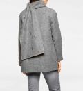 Designer-Wollflauschjacke mit Schal grau