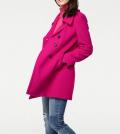 Designer-Wollflauschmantel pink