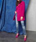 Designer-Wollflauschmantel pink