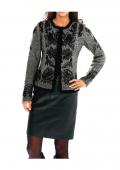 Designer-Wolljacke mit Stickerei grau