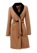 Designer-Wollmantel camel-schwarz
