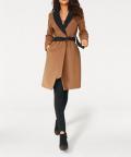 Designer-Wollmantel camel-schwarz