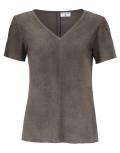 Designer-Ziegenlederbluse dunkeltaupe