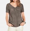 Designer-Ziegenlederbluse dunkeltaupe