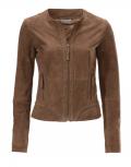 Designer-Ziegenvelourslederjacke cognac