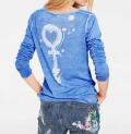 Druck-Feinstrickjacke blau-used