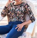 Druck-Pullover schwarz-bunt