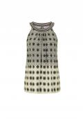 Druck-Shirttop mit Falten schwarz-beige