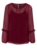 Druckbluse + Top bordeaux