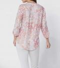 Druckbluse mit Seide weiß-rosé