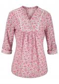 Druckbluse mit Stickerei rosa-bunt Gr. 40