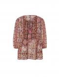 Druckbluse mit Zierperlen rosenquarz-ocker