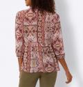 Druckbluse mit Zierperlen rosenquarz-ocker