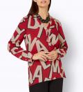 Druckbluse rot-sand