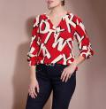 Druckbluse rot-sand